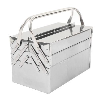 3-Tier Stainless Steel Cantilever Toolbox, Foldable Portable Tool Organizer