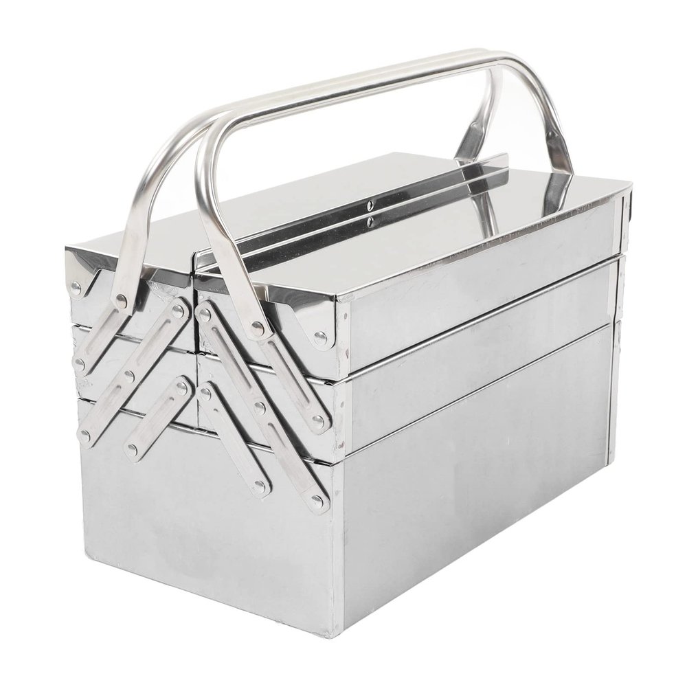3-Tier Stainless Steel Cantilever Toolbox, Foldable Portable Tool Organizer