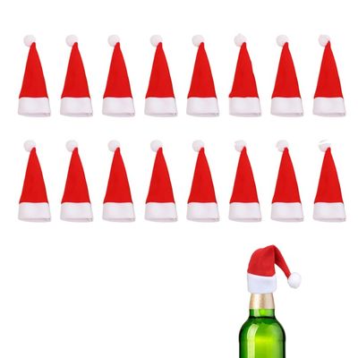 10 Mini Christmas Hats, Small Santa Hats, Felt Christmas Cutlery Holders for Eggs, Candy and Bottle Decoration (10)