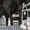 Non-Woven Photo Wallpaper, Geometric Gold Lines on Black, 400 x 280 cm view 4