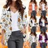 Bauzuoyo Women's Halloween Pumpkin Print Open-Front Cardigan view 2