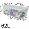 #11 6-Pack Storage Boxes with Lids, 62 L, 80 x 40 x 25 cm, Transparent, Stackable view 2