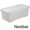 #11 6-Pack Storage Boxes with Lids, 62 L, 80 x 40 x 25 cm, Transparent, Stackable view 4