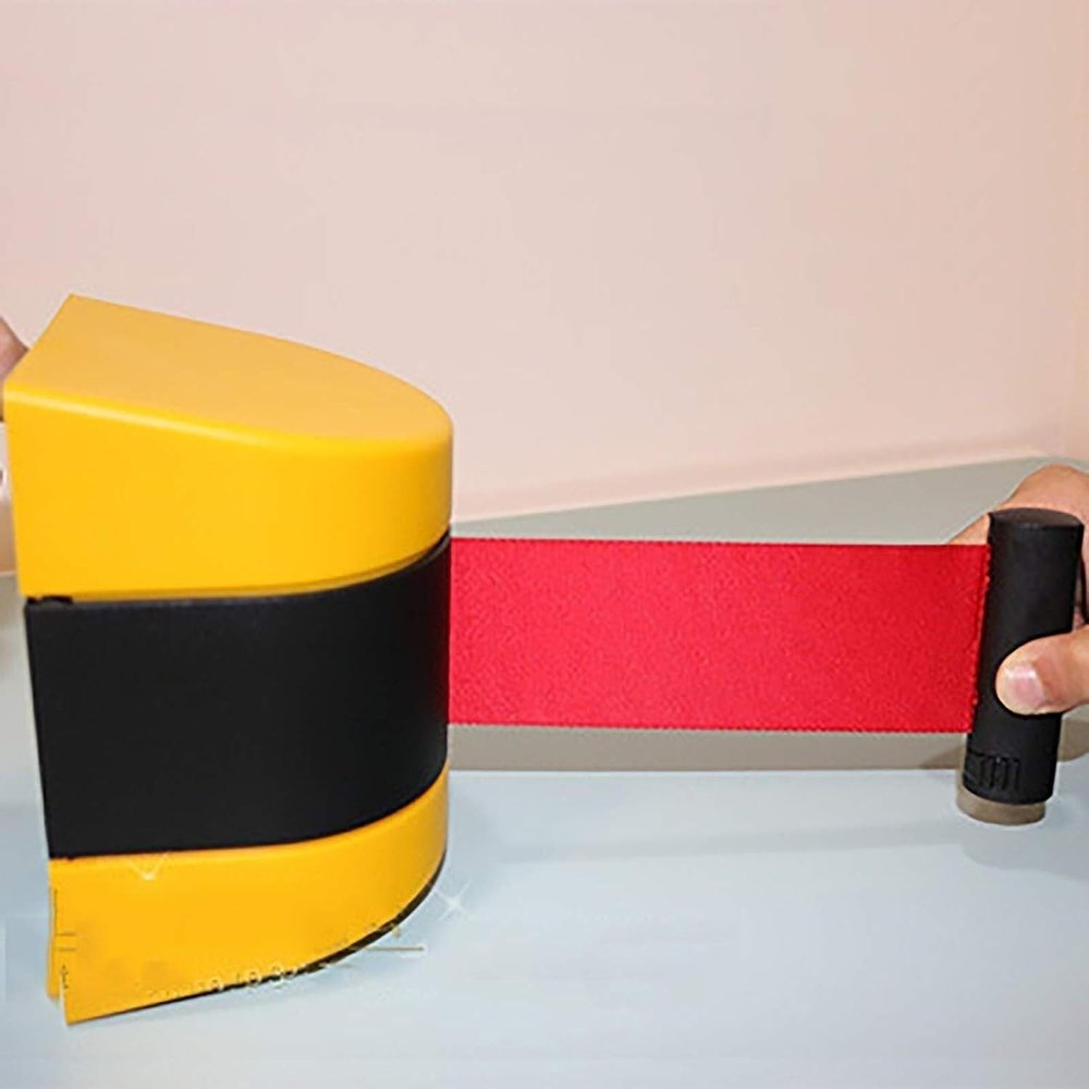 WJFLUCK Red Retractable Wall-Mounted Barrier Belt, Adjustable, 5 m