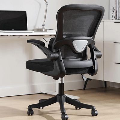 FUKEFUZ Ergonomic Office Chair, Height-Adjustable, 3D Lumbar Support, Flip-Up Armrests, Black