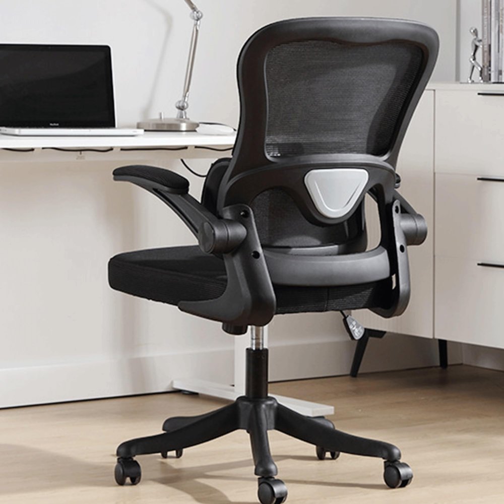 FUKEFUZ Ergonomic Office Chair, Height-Adjustable, 3D Lumbar Support, Flip-Up Armrests, Black