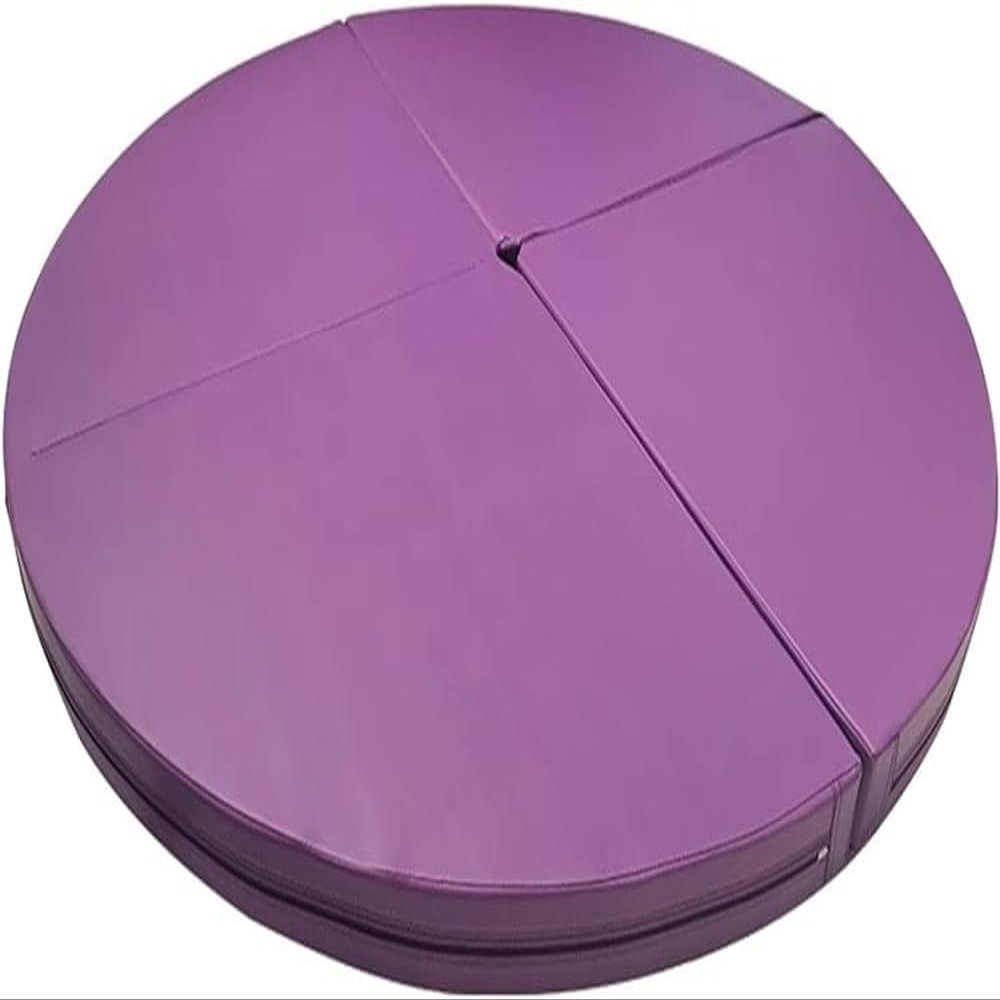 Wrobelax Pole Dance Crash Mat, 10.2 cm Thick, PU Leather, Non-Slip, Portable Round Safety Pad, 180 cm, Purple