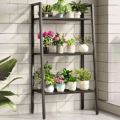 Snaweo 3-Tier Metal Plant Stand, Black, 23.6 in/60 cm