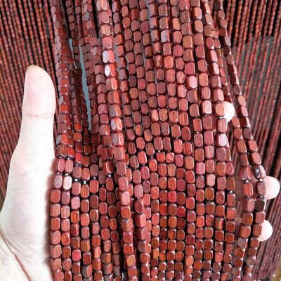 FENGSHOUU Bamboo Beaded Curtain, Wooden Doorway Room Divider, 130 x 150 cm, 162 Strands, Red