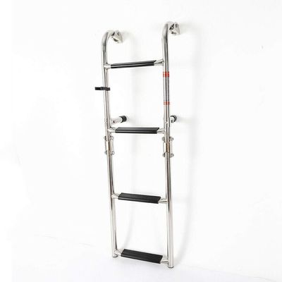 4-Step Folding Telescoping Boat Ladder, Stainless Steel, 300 lb Capacity