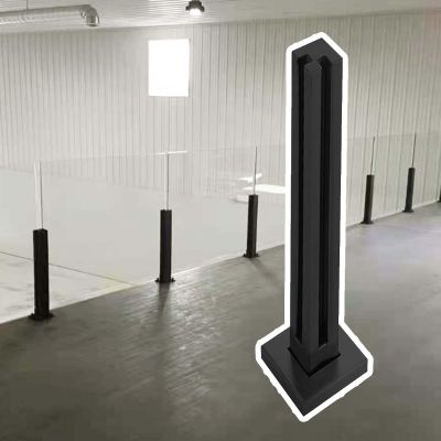 Square Stainless Steel Glass Railing Post Set with Screws, Black Corner Post, 80 cm