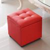 Footstool, Ottoman, Chair, Stool, Footstool with Storage, Non-Slip Mat, PU Leather Footstool, Seat Cushion, Storage Chest (Color: White) (Red) view 1