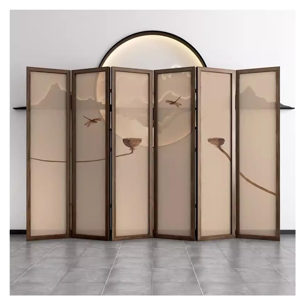 6-Panel Folding Room Divider, Indoor Privacy Screen, Style O