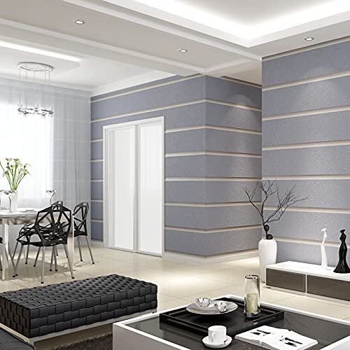 3D Suede-Texture Nonwoven Wallpaper with Horizontal Stripes