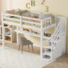 Kids' Loft Bed with Storage Drawers and Under-Bed Desk, 90 x 200 cm view 1
