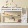 Kids' Loft Bed with Storage Drawers and Under-Bed Desk, 90 x 200 cm view 2