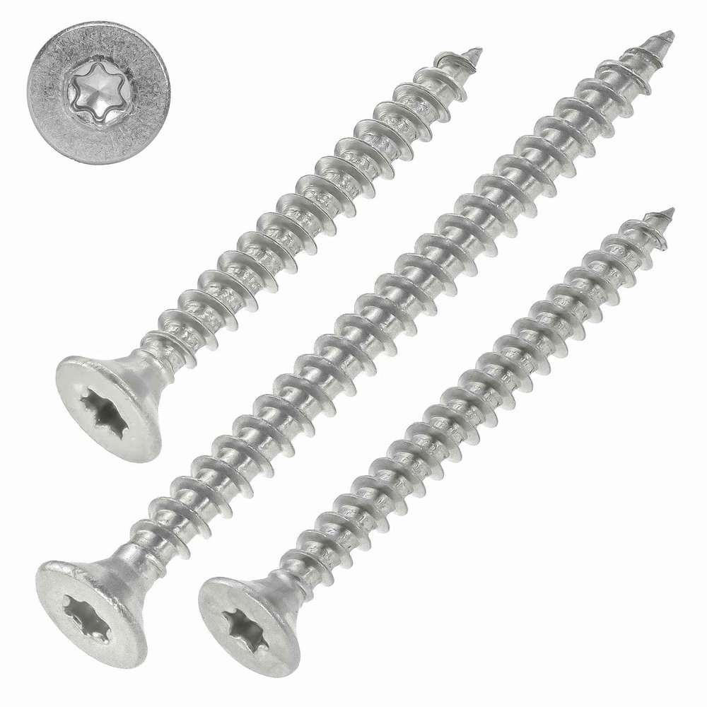A2 Stainless Steel Chipboard Screws 6 x 65 mm, 100-Pack, Full Thread, Torx TX25, Countersunk Head, ETA Approved