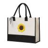 ESASAM Canvas Tote Bag with Sunflower Background view 1