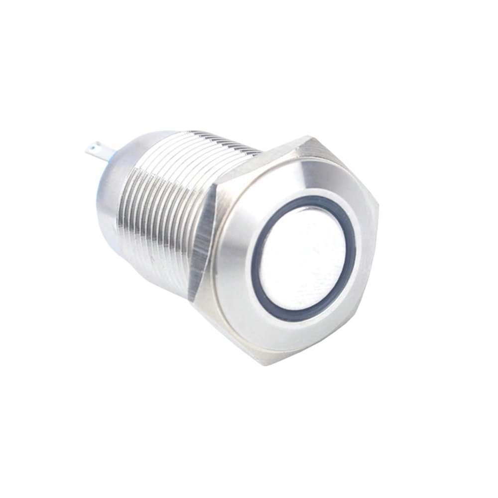 16 mm 12 V Blue LED Illuminated Latching Push Button Switch