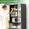 67" Kitchen Pantry Storage Cabinet with Translucent Window view 3