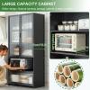 67" Kitchen Pantry Storage Cabinet with Translucent Window view 4