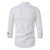 Men's Linen Gothic Shirt with Pocket, Long Sleeve Stand Collar view 3