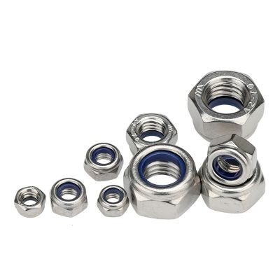 UIHMSWYAL 10-Piece 304 Stainless Steel Nylon Hex Lock Nuts, M3–M16 (M16)