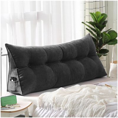 ZTGL Bed Backrest Pillow, Reading Pillow for Bed or Sofa, Removable Wedge Headboard Cushion, Washable Cover, Dark Gray, 80 x 50 x 20 cm