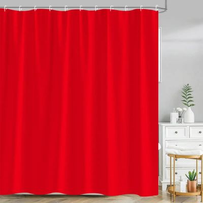 18meng Art Red Shower Curtain, 90 x 180 cm, Heavyweight Polyester, Waterproof, Mold-Resistant, Washable, with 12 Hooks