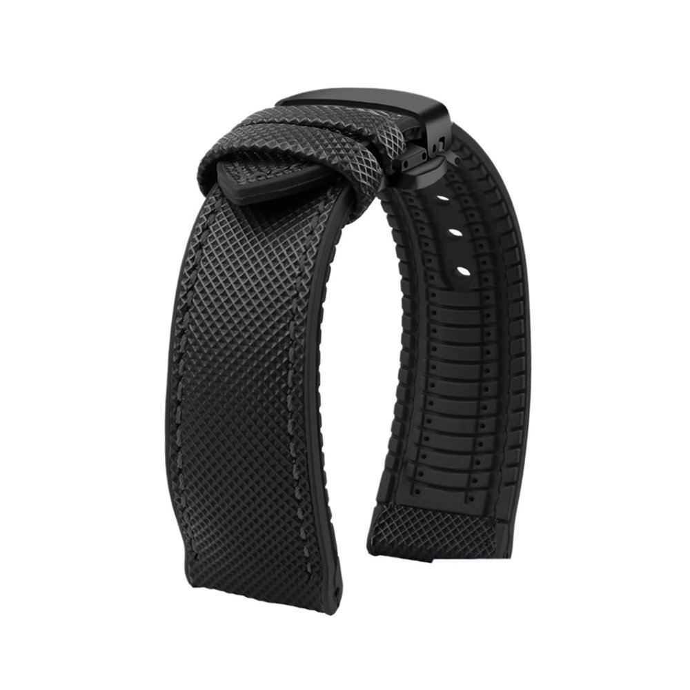 LQXHZ Watch Band Compatible with Breitling and Omega (Black Black Black B, 23 mm)