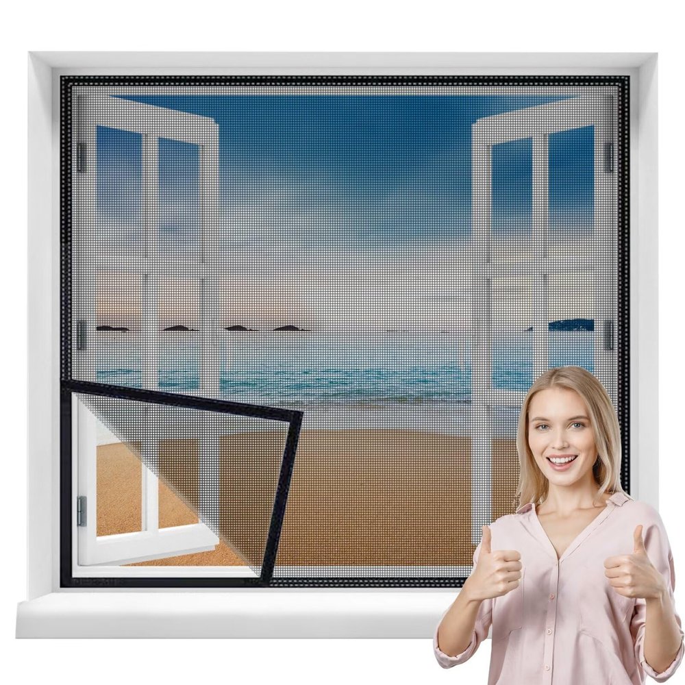 Windproof Black Fly Screen for Windows 130 x 195 cm