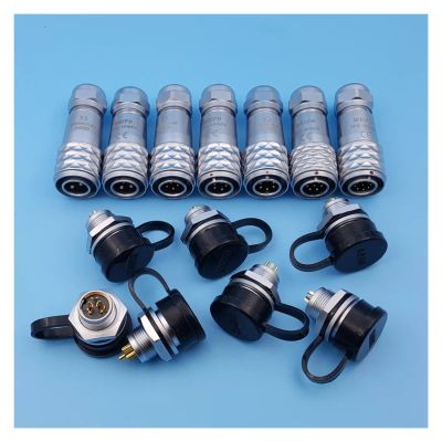 SF12 Waterproof Metal 2/3/4/5/6/7/9-Pin Push-Pull IP67 12 mm Chassis Panel Plug Cable Connector (3P Plug and Socket)