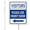 Horienteeon Aluminum Sign with Arrows, “Visitors Please Use Front Door,” with Stakes, 20 x 30 cm view 1