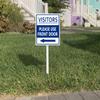 Horienteeon Aluminum Sign with Arrows, “Visitors Please Use Front Door,” with Stakes, 20 x 30 cm view 2