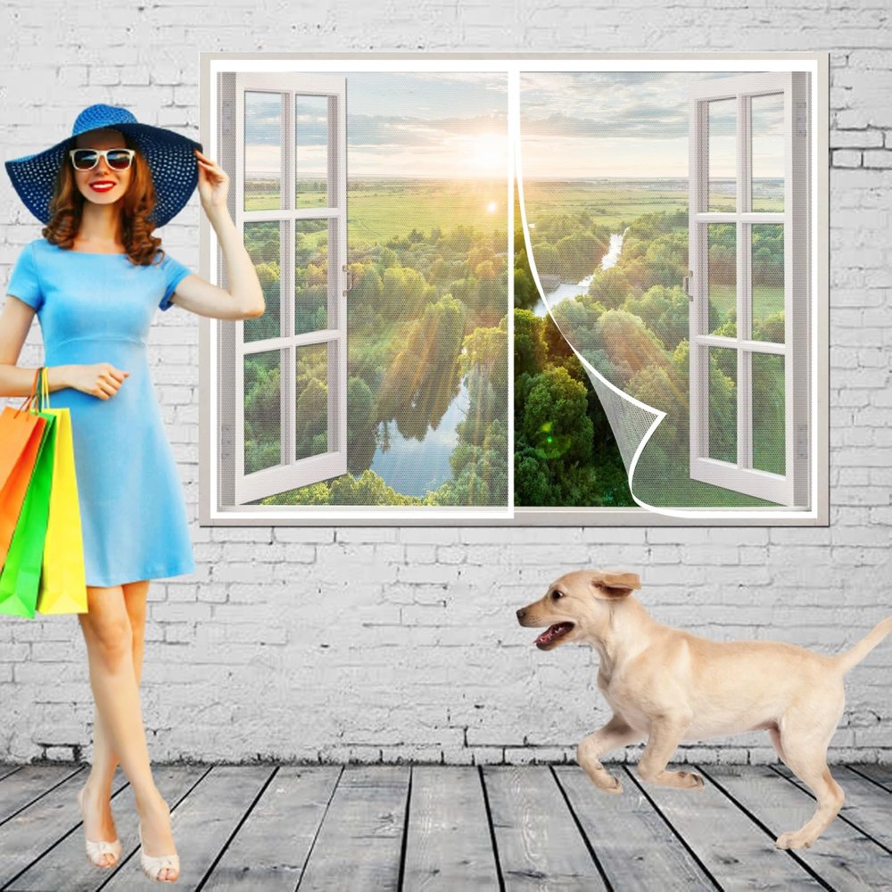 Magnetic Fly Screen Door 35 x 135 cm, No Drilling, White