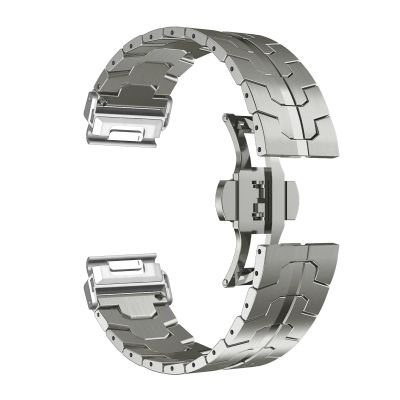 JUNCHENGBAO 22 mm/26 mm Stainless Steel Watch Band Compatible with Fenix 5/5X/5X Plus/6/6X/6X Pro/7X and Forerunner 945, Titanium Color, 26 mm