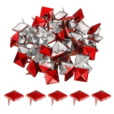 sourcing map Square Pyramid Rivets, 12 mm, Four-Prong, Copper, Red, 50 Pack