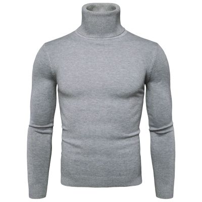 Duohropke Men's Turtleneck Sweater, Long Sleeve Fine-Knit Slim-Fit Basic Sweatshirt