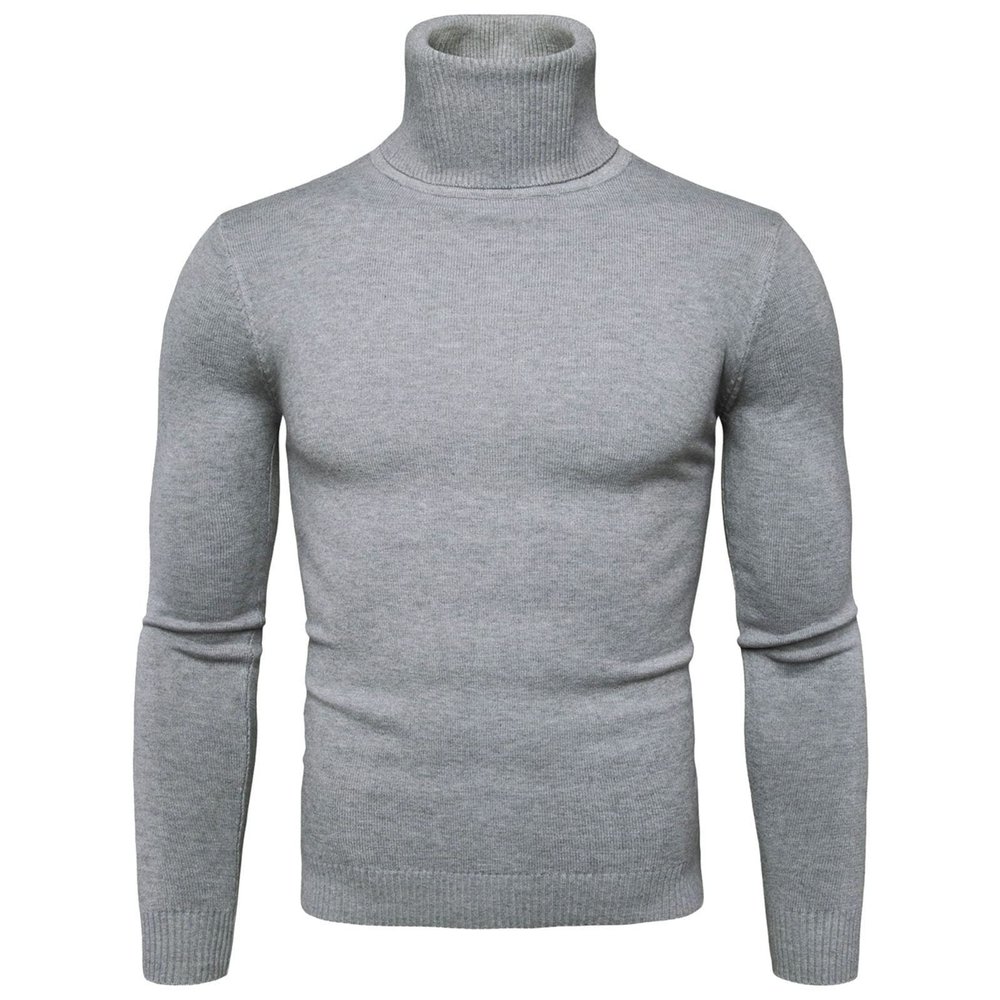 Duohropke Men's Turtleneck Sweater, Long Sleeve Fine-Knit Slim-Fit Basic Sweatshirt