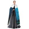 ETASUIOL Blue Shark Print Full-Length Halloween Hooded Cloak Costume view 3