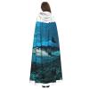 ETASUIOL Blue Shark Print Full-Length Halloween Hooded Cloak Costume view 4