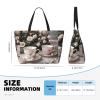 YQxwJL Rose Teacups Shabby-Print Shoulder Tote, Black, One Size view 4