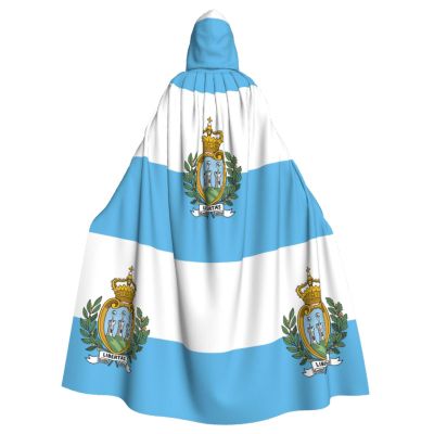 XTYGETY Hooded Cape with San Marino Flag, Unisex Halloween, Christmas, Vampire, Wizard, Robe, Cosplay Costume
