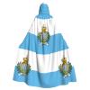 XTYGETY Hooded Cape with San Marino Flag, Unisex Halloween, Christmas, Vampire, Wizard, Robe, Cosplay Costume view 1