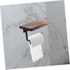 Homoyoyo Flat Black Aluminum Toilet Paper Holder with Shelf, Adhesive or Drill-Mount view 3