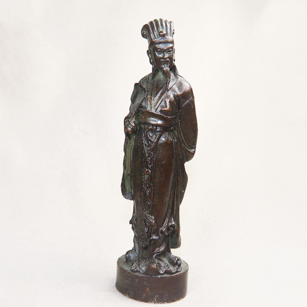 Zhuge Liang Copper Brass Figures for Living Room, Bedroom, Office, or Classroom
