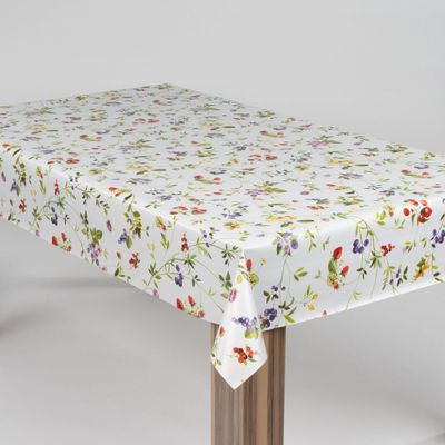 laro Washable PVC Oilcloth Tablecloth, Rectangular, Floral Rosehip Pattern, 140 x 160 cm