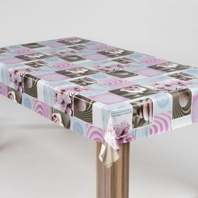laro Washable PVC Tablecloth, Orchid Mandala, 100 x 120 cm