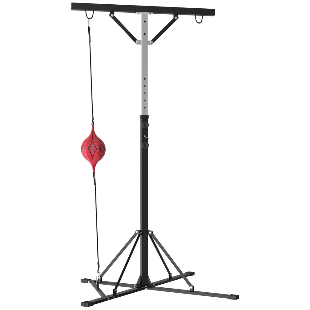 SPORTNOW Height-Adjustable Heavy Bag Stand with Speedball, Steel, Black