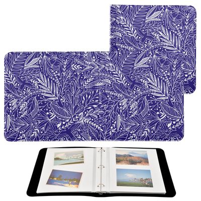 Photo Album Binder, Blue Exotic Leaves and Birds, Self-Adhesive Pages, 4x6